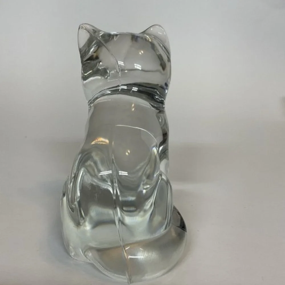 Vintage Clear Crystal Small‎ Sitting Cat Figurine Paperweight/Home Decor 3